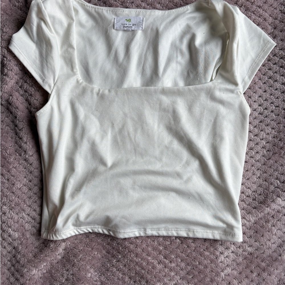 Women's White Square Neck Top